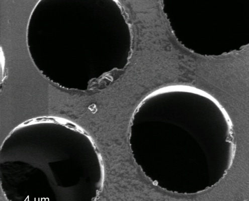 Secondary electron image of a microchannel plate.